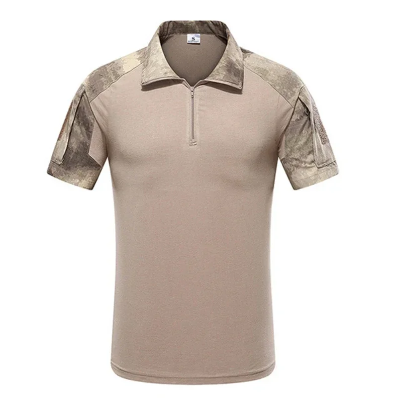 Camisas de caza de camuflaje para hombre, camiseta táctica para exteriores, Tops cortos deportivos de secado rápido, ropa de entrenamiento, camiseta para senderismo - imagen 3