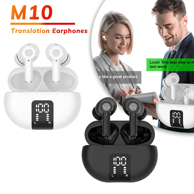 Auriculares inalámbricos con Bluetooth 5,3, dispositivo de traducción instantánea de 144 idiomas, traductor de voz inteligente, música