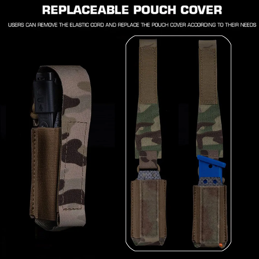 Bolsa para revistas de pistola WG, bolsas individuales para Mag de 9MM, bolsa de herramientas multifunción MOLLE para caza al aire libre con cuerda elástica/cubierta de placa fija - imagen 5