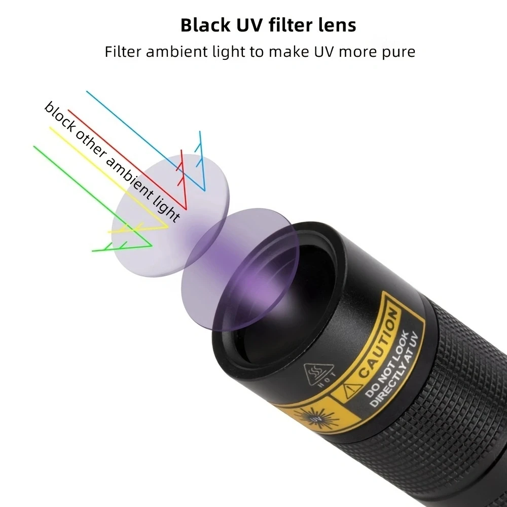 Linterna ultravioleta potente para curar gatos, marcador de manchas de orina para mascotas, fugas de mineral, dinero, antorcha de escorpión, luz negra UV de 365nm - imagen 3