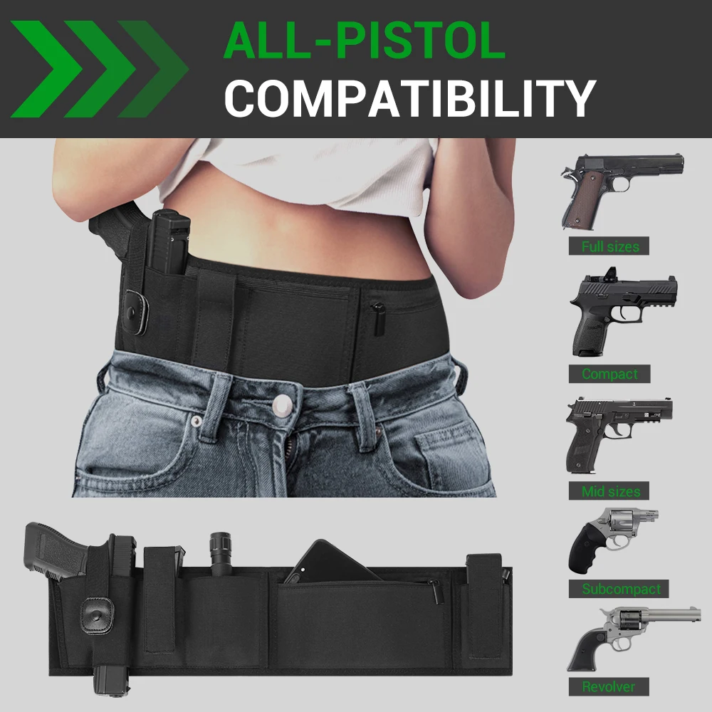 Funda para pistola con banda para el vientre, funda para pistola de transporte oculta con bolsa para revistas, funda para riñonera para Glock 19 17 Smith Wesson - imagen 5