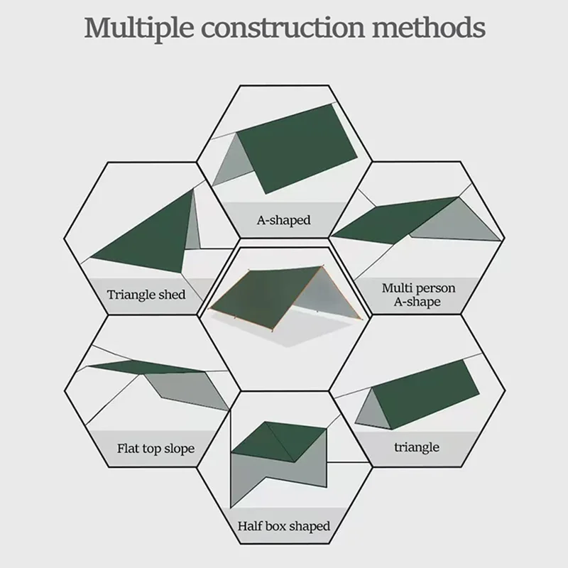 5x4m 4x3m 3x3m 19 puntos colgantes tienda lona supervivencia sol refugio sombra dosel al aire libre mochilero impermeable Camping toldo parasol - imagen 5