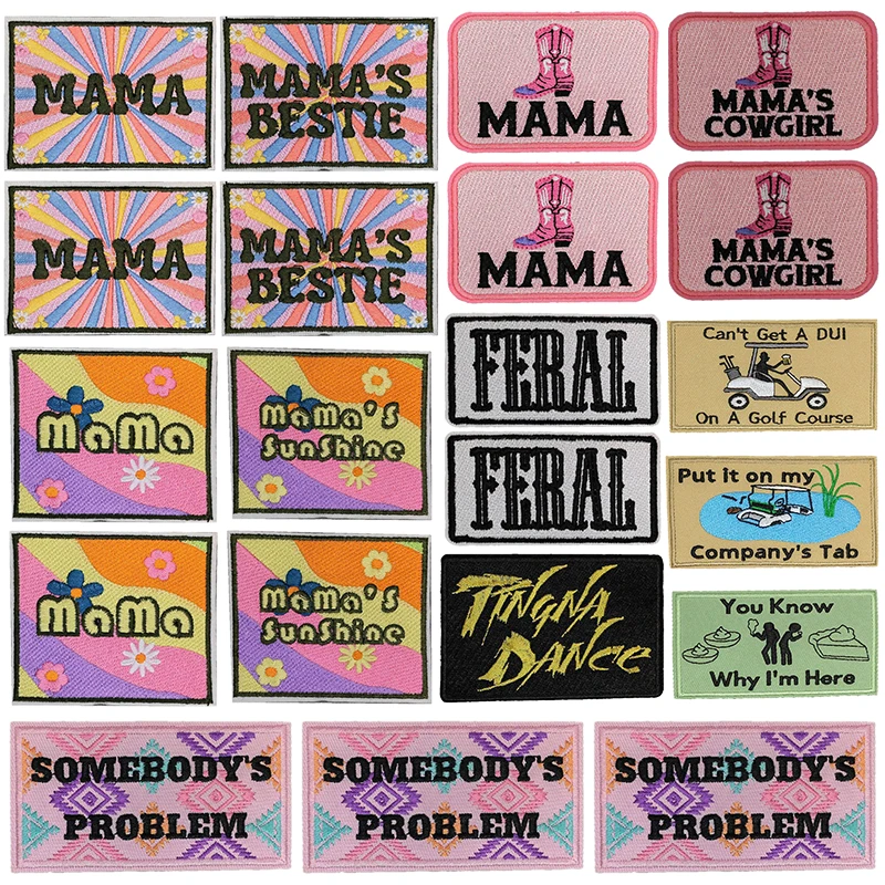 10 unids/set de parches bordados Fusibles para mamá para ropa, parches para planchar Feral en la ropa, parche para coser sol de mamá, regalos DIY - imagen 2
