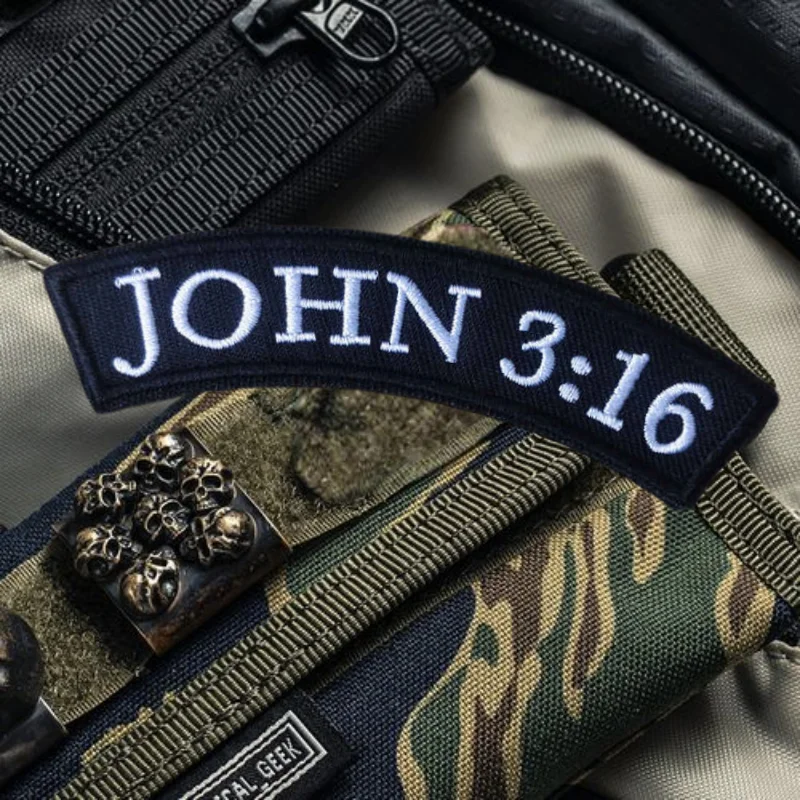 Parche bordado JOHN 3:16 de Jesús, chaleco táctico, insignia de moral con gancho y bucle, pegatinas decorativas para mochila, parches para brazalete para ropa - imagen 5