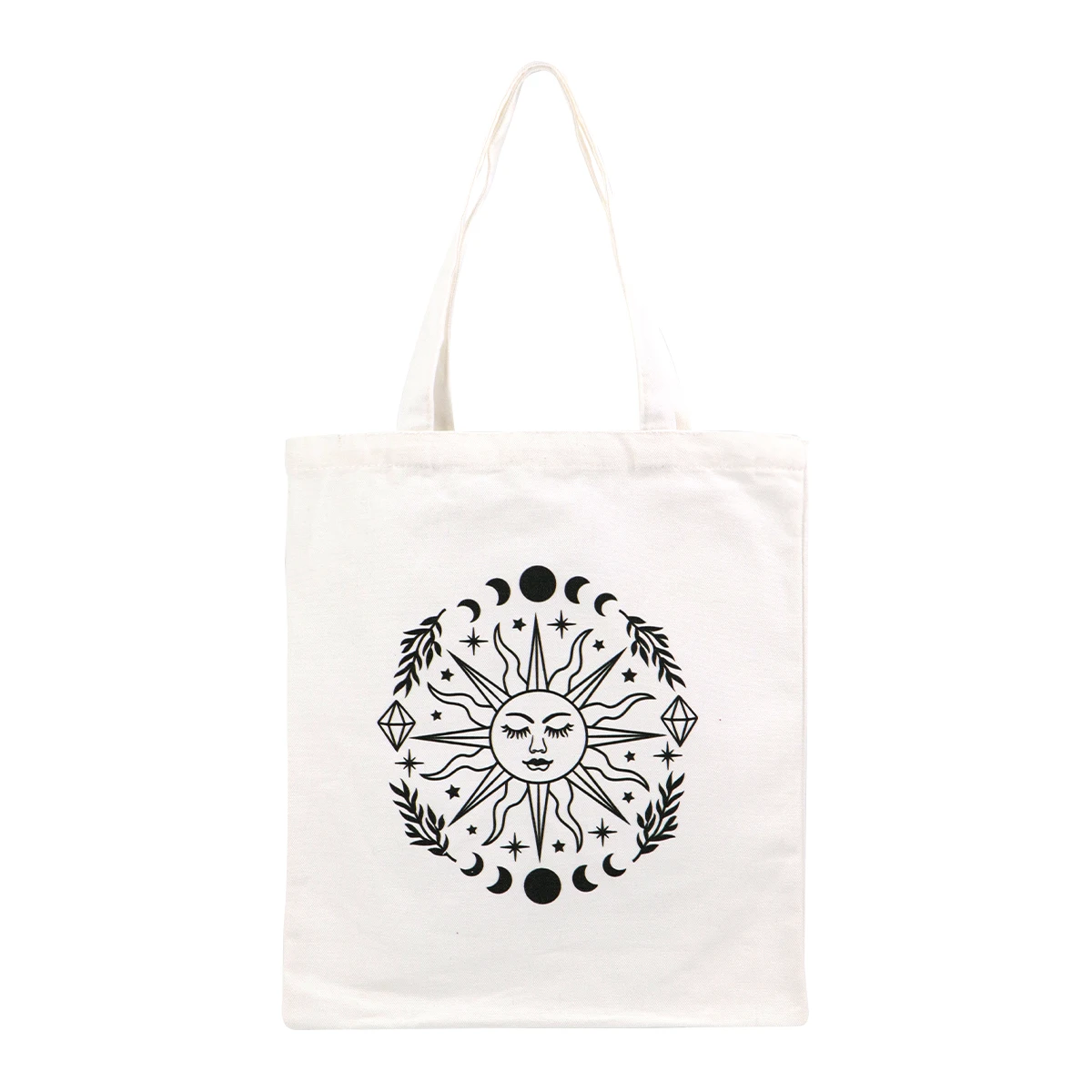 Bolso de lona de sol y luna, bolso de mano plegable, organizador de almacenamiento portátil, bolso de compras para mujer, bolso de hombro de colegio - imagen 4