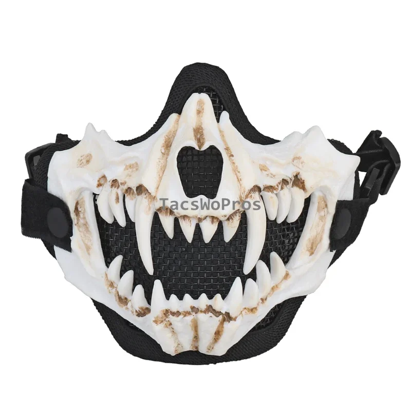 Máscaras tácticas de malla de acero para Paintball CS Wargame, accesorios de Halloween, máscara de calavera de doble capa, media máscara de caza Airsoft - imagen 2