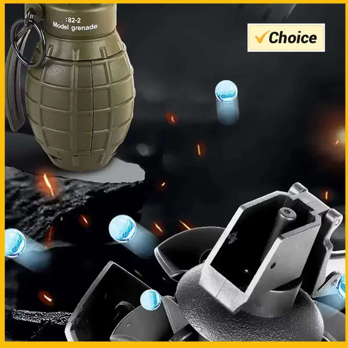 Granada táctica M67 con resorte – Réplica de airsoft y paintball - imagen 4