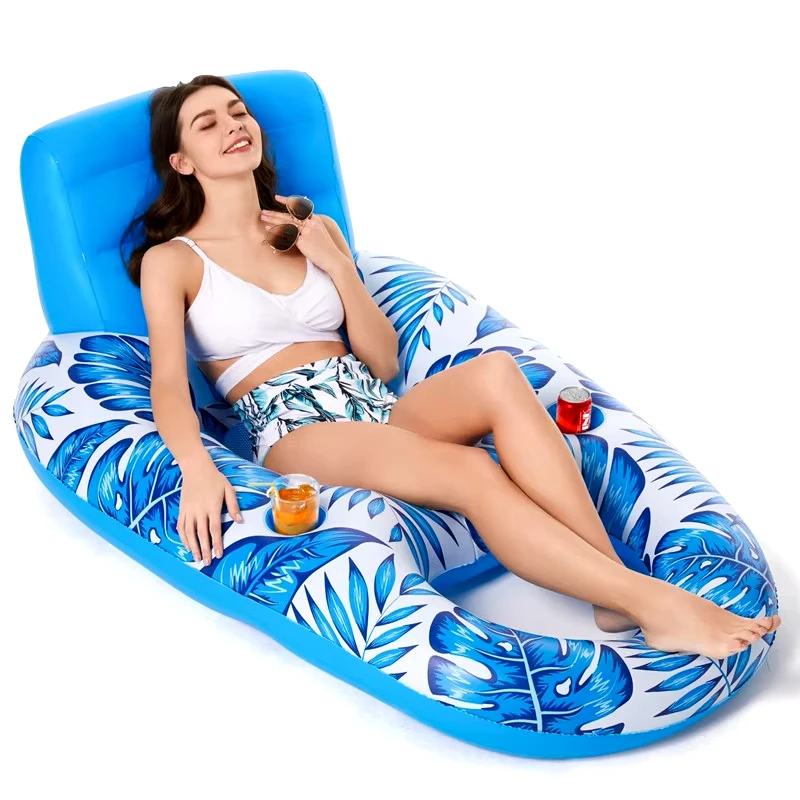DIZETION Silla flotante inflable grande para piscina: sofá de ocio con respaldo y parte inferior de malla, ideal para fiestas en la piscina/entretenimiento - imagen 2