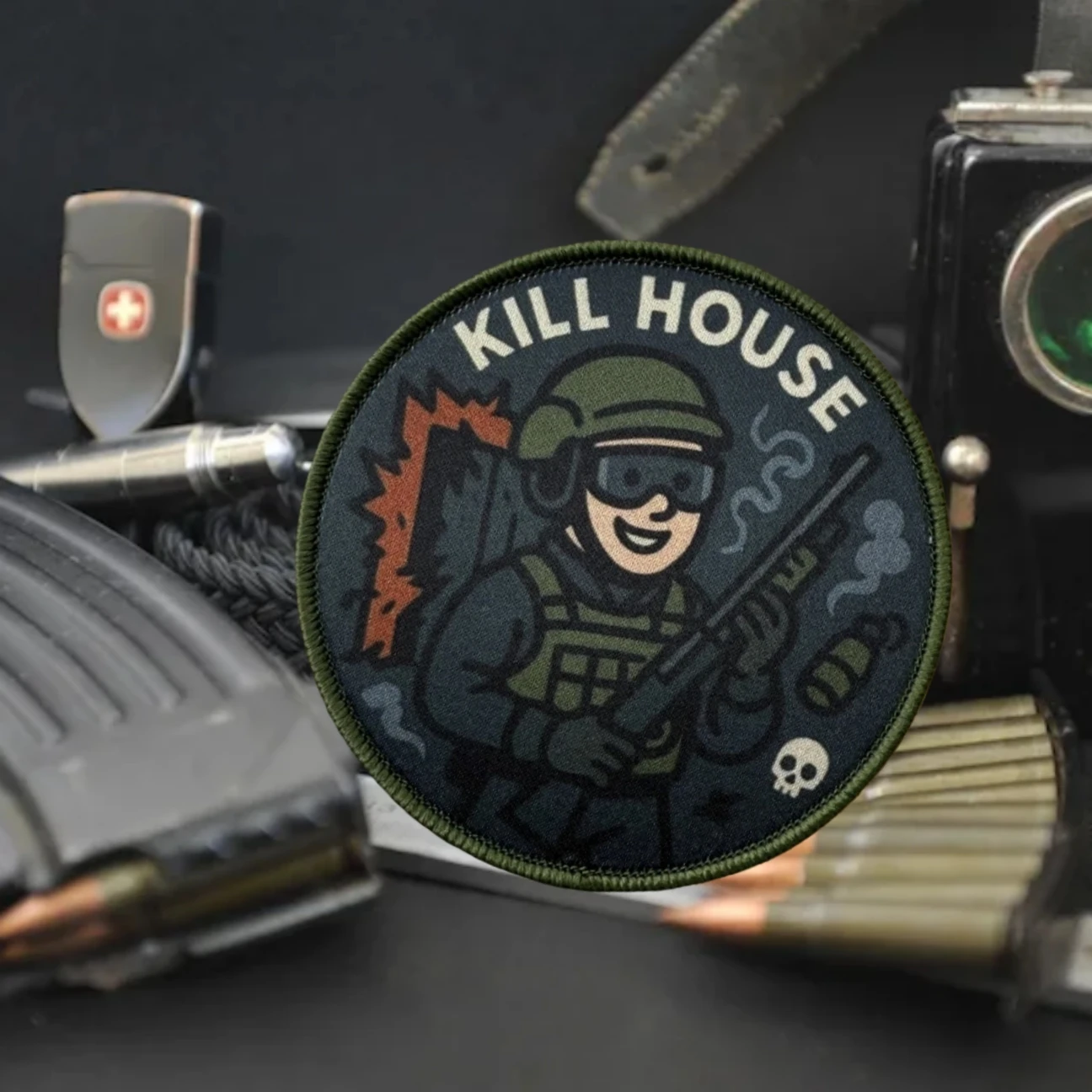 Parches impresos con insignia de moral "KILL HOUSE" para ropa, apliques militares tácticos, mochila con gancho y bucle, pegatinas personalizadas