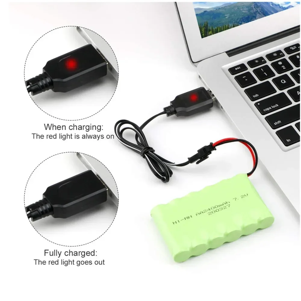 Batería AA NI-MH de 7,2 v y 2400mah con cargador de alta capacidad para juguete eléctrico, coche remoto, barco, robot, recargable, 7,2 v, 2400 mah - imagen 5