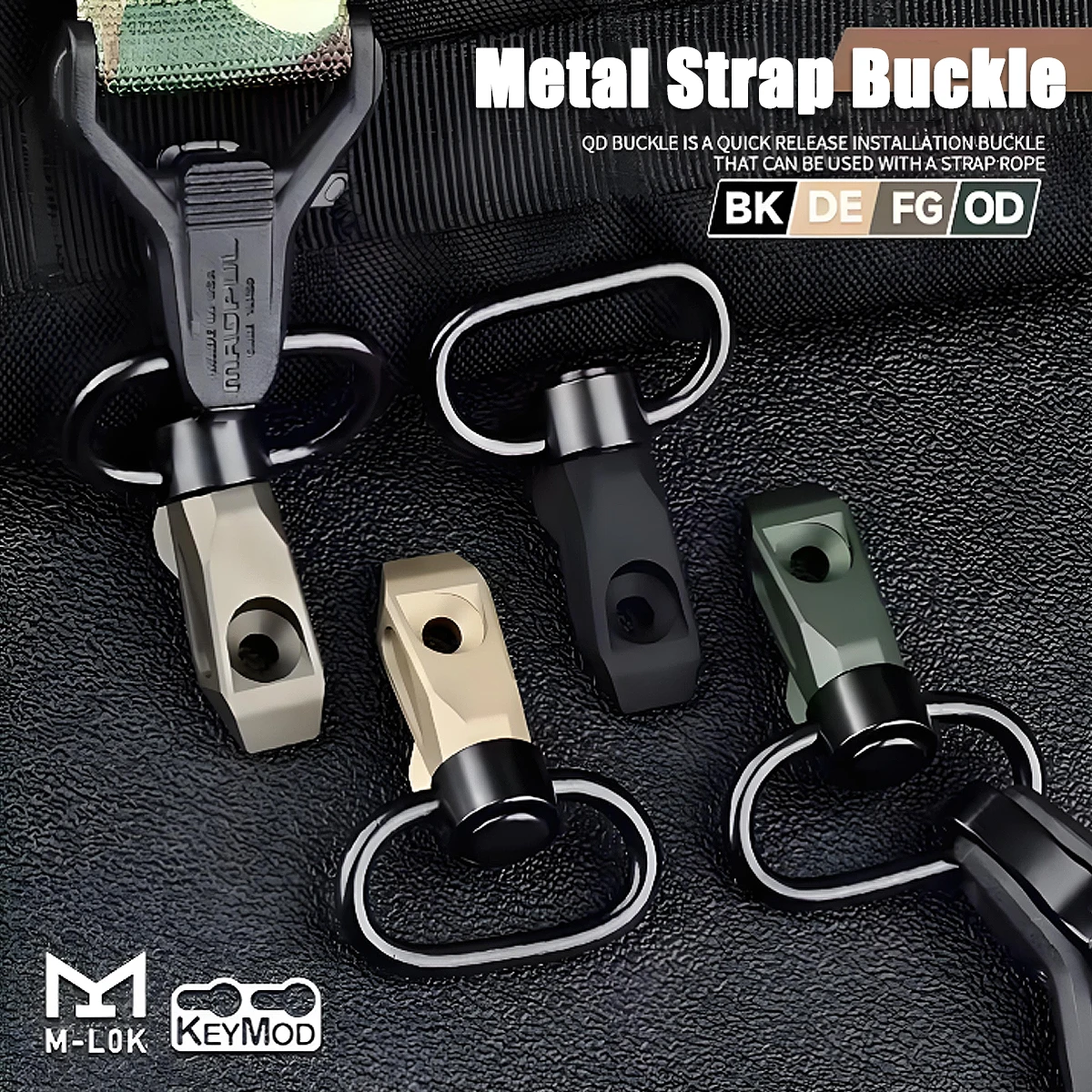 Hebilla giratoria de eslinga SI QD de Metal táctico rápido, montaje de Base de eslinga Vertical, riel Mlok Keymod de 20mm, botones de presión de Metal con logotipo