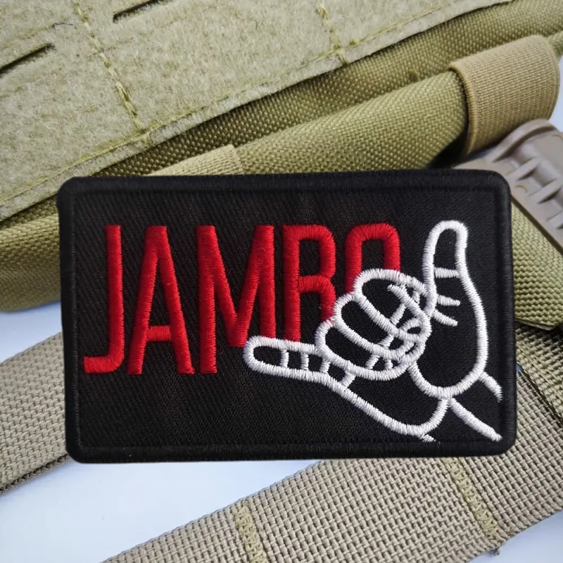 Parche bordado de gestos JAMBO, parches militares de gancho y bucle para ropa, insignia de moral táctica, pegatinas decorativas para mochila - imagen 4