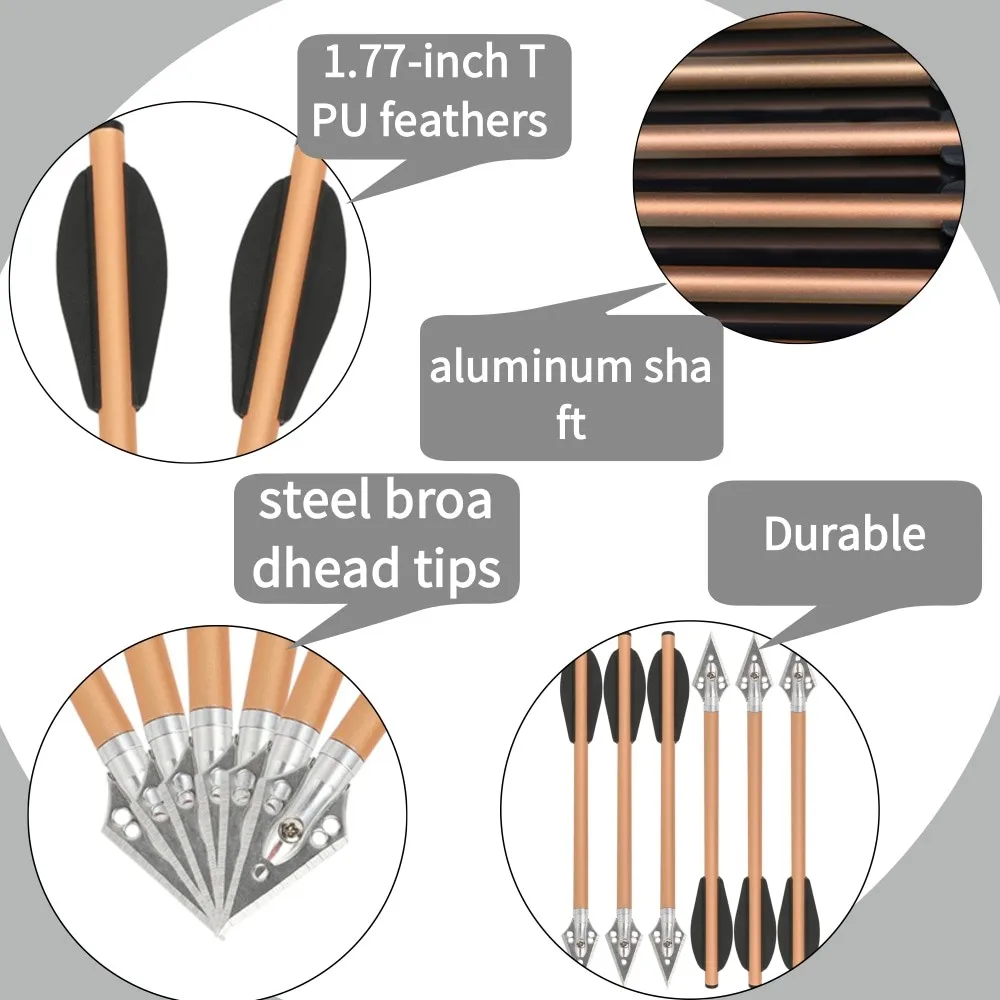 Tiro con arco 24 Uds 6,3 "eje de flecha de aluminio OD6.2mm paletas de plástico Mini pernos de arco punta de flecha atornillada accesorios de tiro de caza - imagen 4