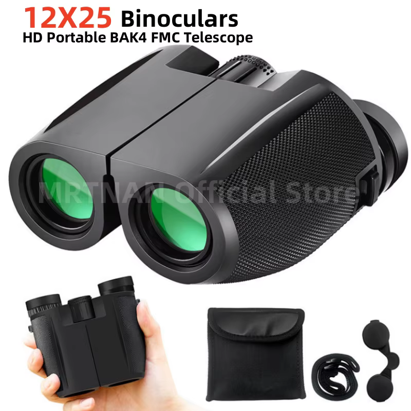 Binoculares mini 12x25 HD BAK4 FMC – Portátil observación naturaleza