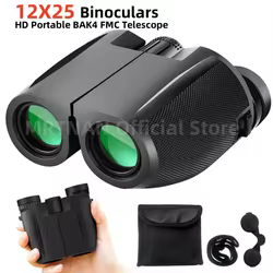Binoculares mini 12x25 HD BAK4 FMC – Portátil observación naturaleza