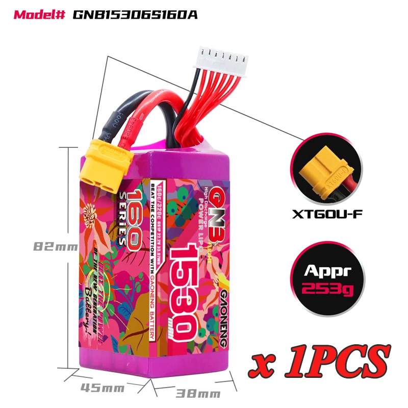 1Pcs 6S 1530mAh 160C