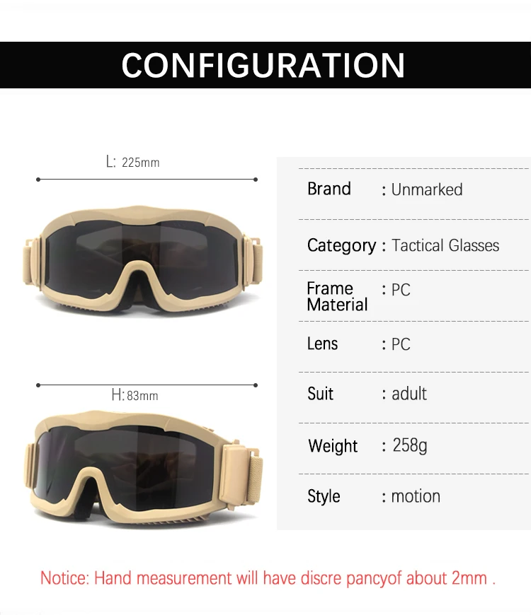 JSJM Gafas tácticas antiniebla a prueba de viento para airsoft - imagen 3