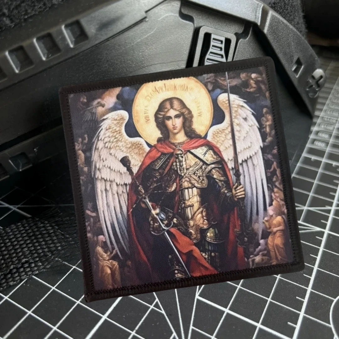 Insignia de moral divertida "Arcángel Michael", parche estampado, brazalete militar táctico, gancho y bucle, pegatinas para mochila al aire libre - imagen 2