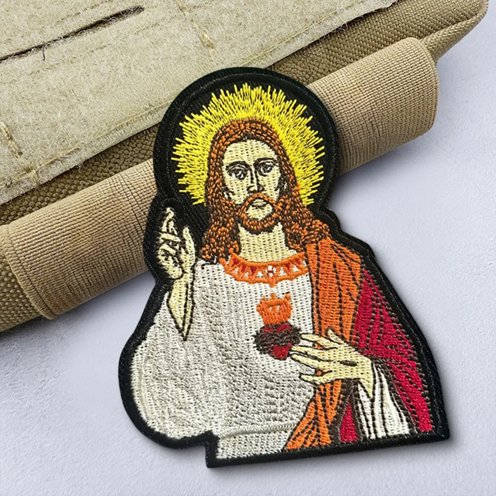 Parche moral bordado Jesús táctico velcro para mochila uniforme - imagen 5