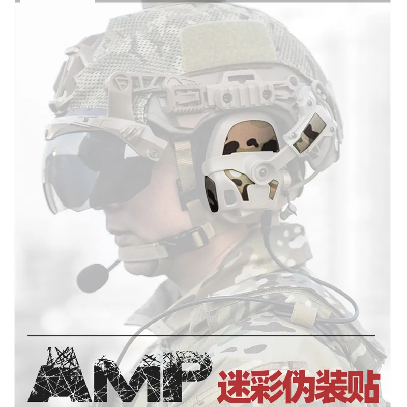 Juego de pegatinas tácticas para auriculares de comunicación AMP, pegatinas de protección decorativas para la piel impermeables - imagen 3