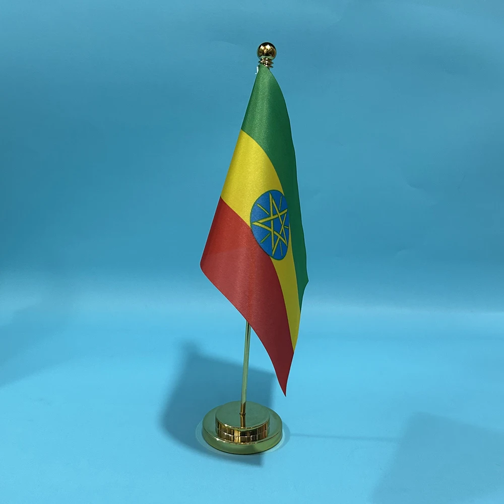 Bandera nacional etíope de mesa en poliéster decorativa para adorno - imagen 3