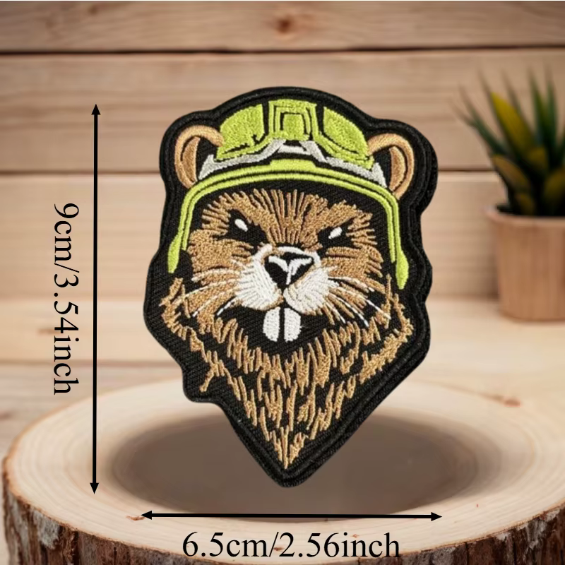 Parche táctico bordado casco de castor – gancho y bucle - imagen 3