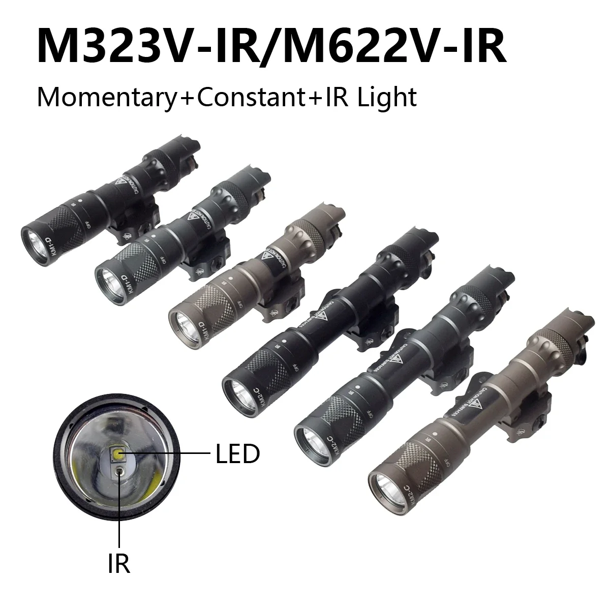 Surefire-luz estroboscópica para arma, linterna de Rifle de Airsoft infrarrojo IR, soporte de compensación de 45 grados, M300, M600, actualización de M323V, M622V - imagen 2