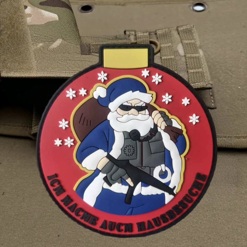 Parche de PVC violento de Papá Noel, chaleco táctico, sombreros con gancho y bucle, insignia de moral, mochila, pegatina decorativa, parches para brazalete para ropa - imagen 4