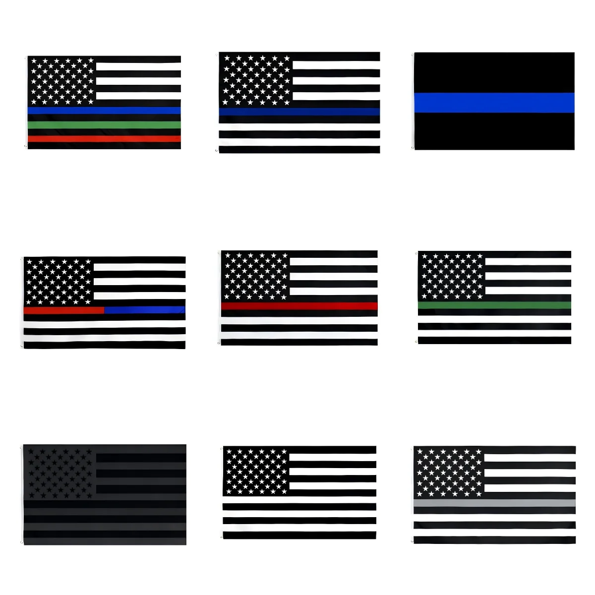 3x5Fts Estados Unidos de América fino azul rojo doble línea primera respuesta bandera conmemorativa de la policía gris negro con América