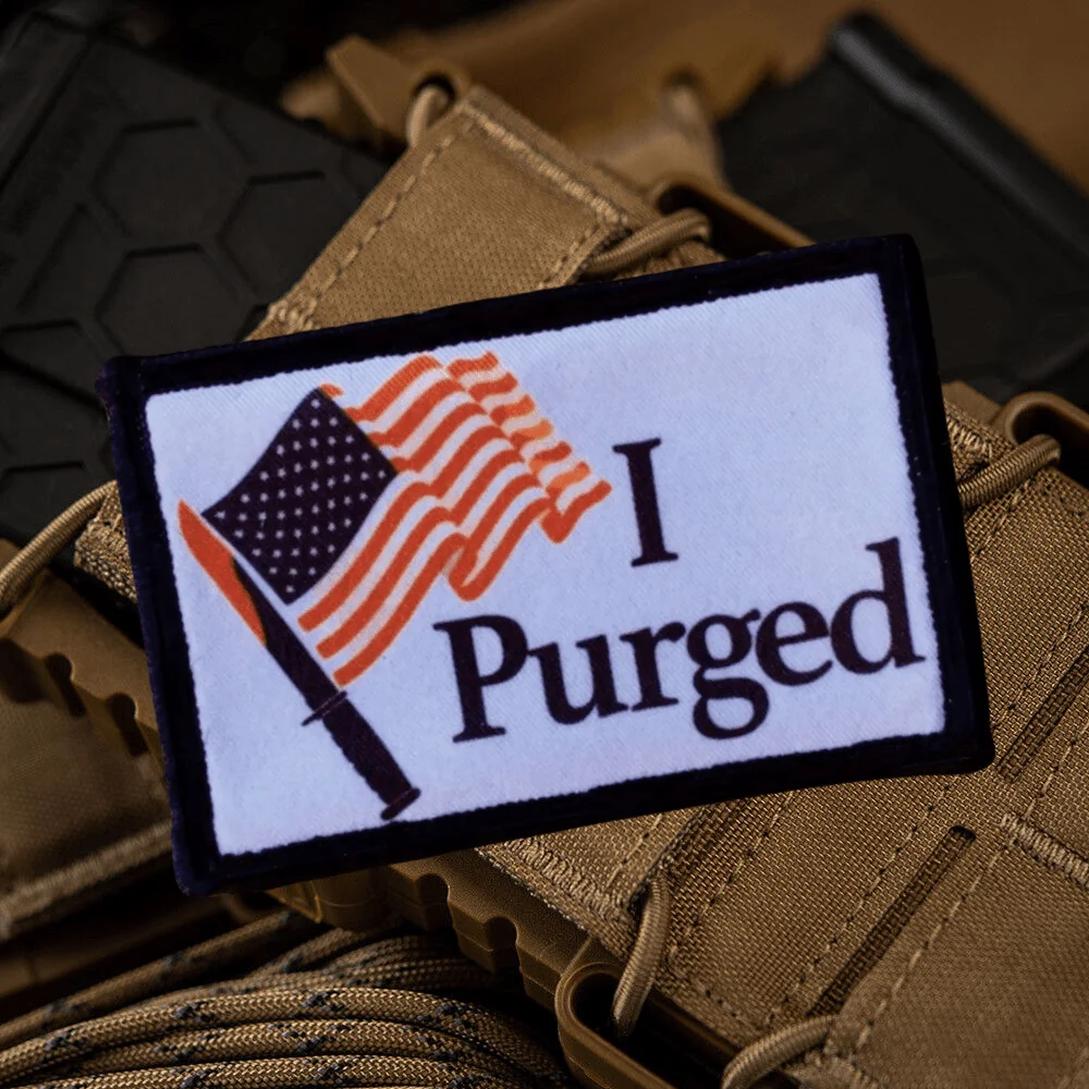 Parche táctico The Purge Movie Morale, emblema de gancho y bucle impreso, insignia militar, brazalete de combate, pegatinas para mochila - imagen 2