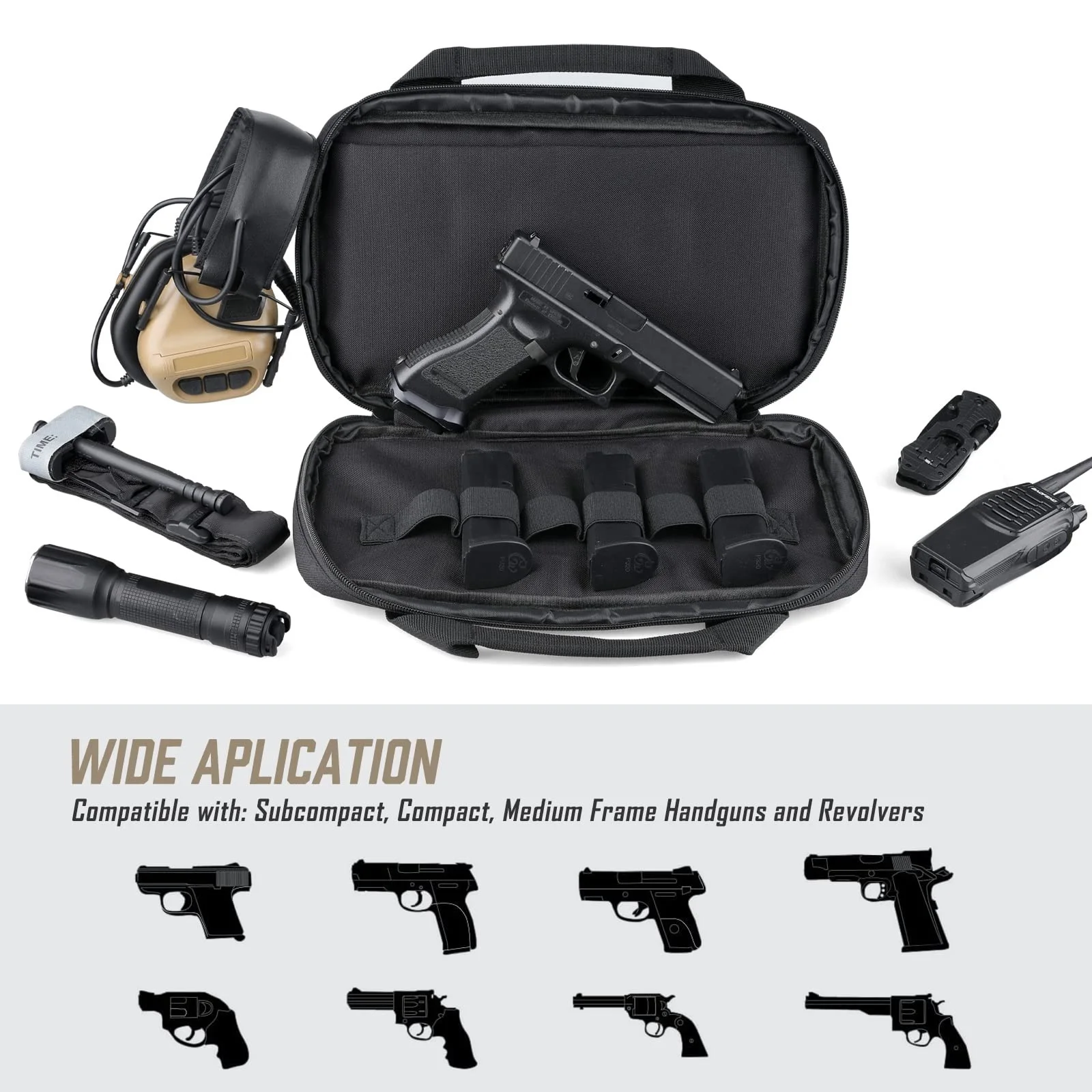 Estuche táctico para pistola, estuche para pistola, estuche blando para pistola doble, fundas rectangulares para pistolas, bolso de mano, bolsa de herramientas EDC para exteriores - imagen 4