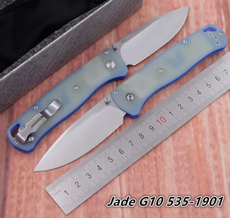 LEi 535 cuchillo plegable EDC – Mango jade G10 y arandela cobre - imagen 2