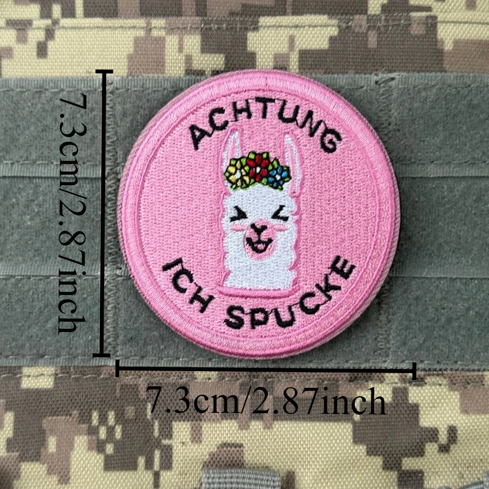 Insignia de moral táctica de Alpaca "Achtung Ich Spit Lama", parches de gancho bordados militares personalizados para ropa, pegatina para mochila - imagen 2