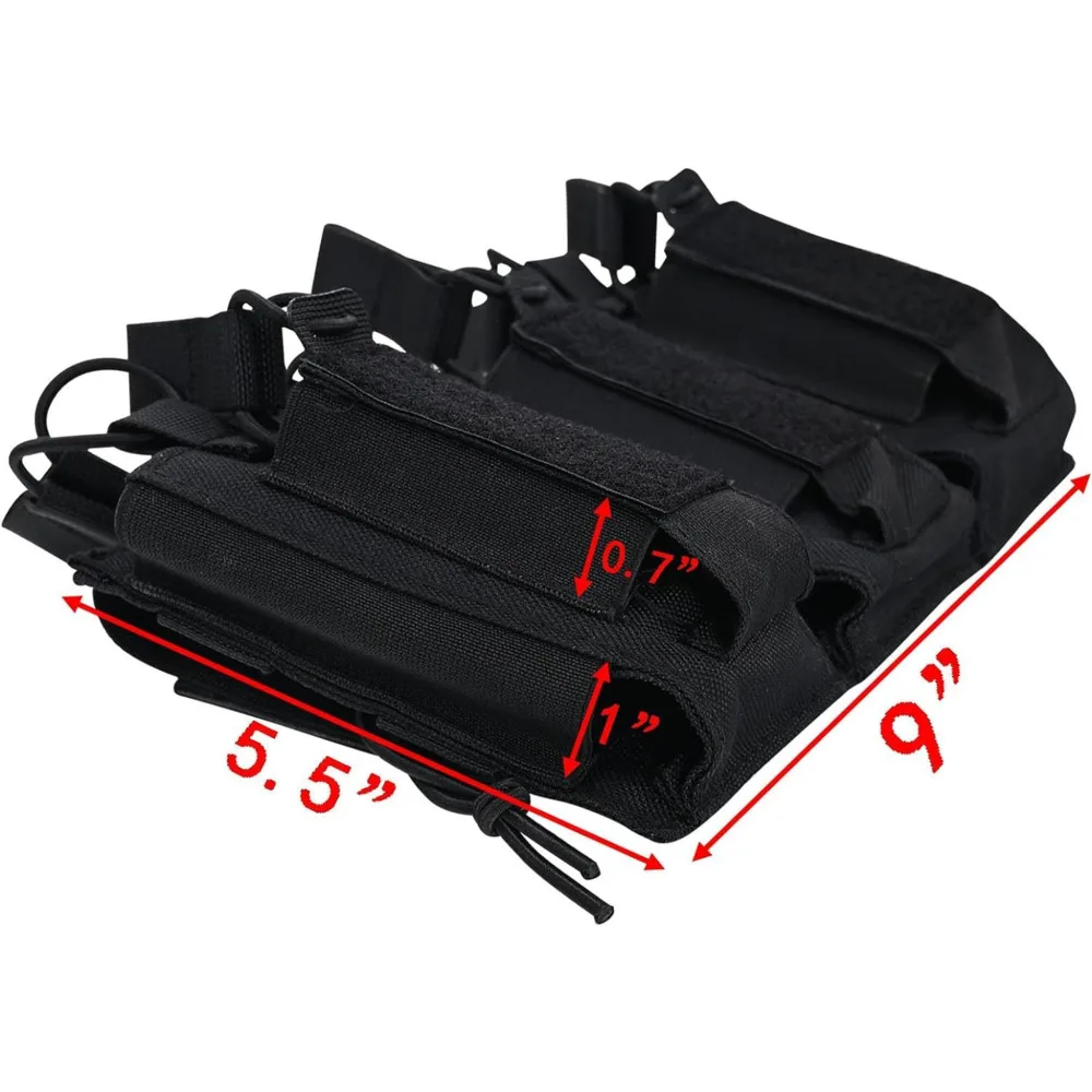 Bolsa de cargador Triple de 5,56 y 9mm, bolsa táctica Molle MAG, soporte de revista abierto, bolsa de pistola de Rifle 6 Mag para M4 M16 - imagen 2