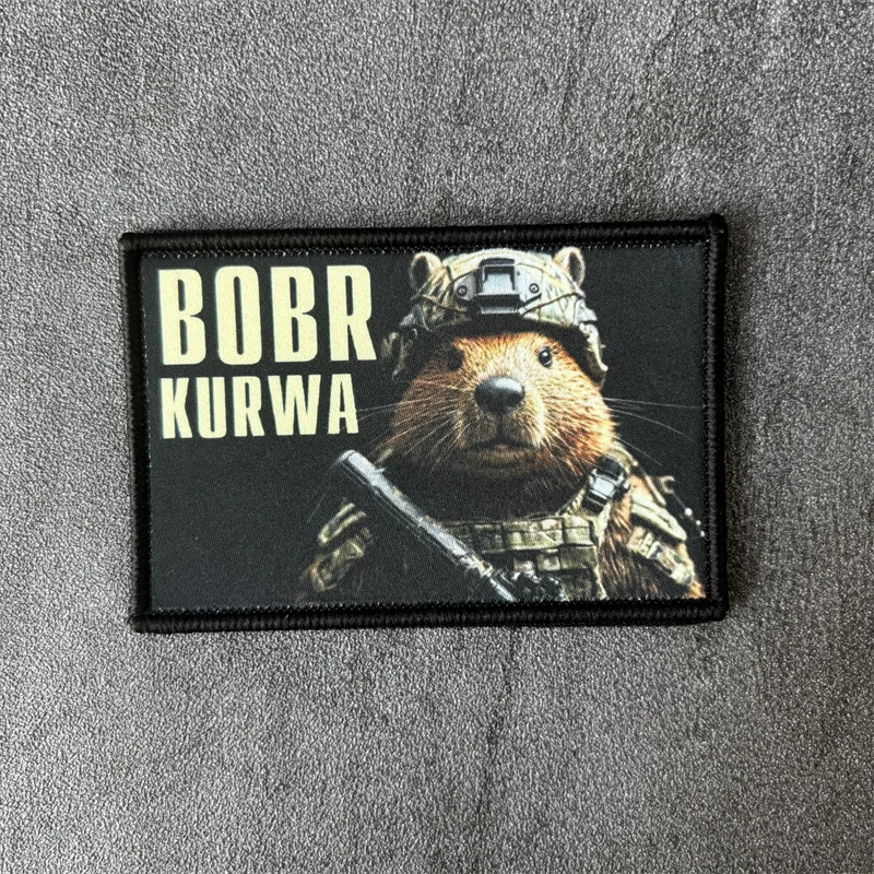 Parche táctico con estampado "BOBR KURWA", insignia de moral para ropa, parche de castor militar con gancho, pegatina para brazalete de mochila - imagen 5