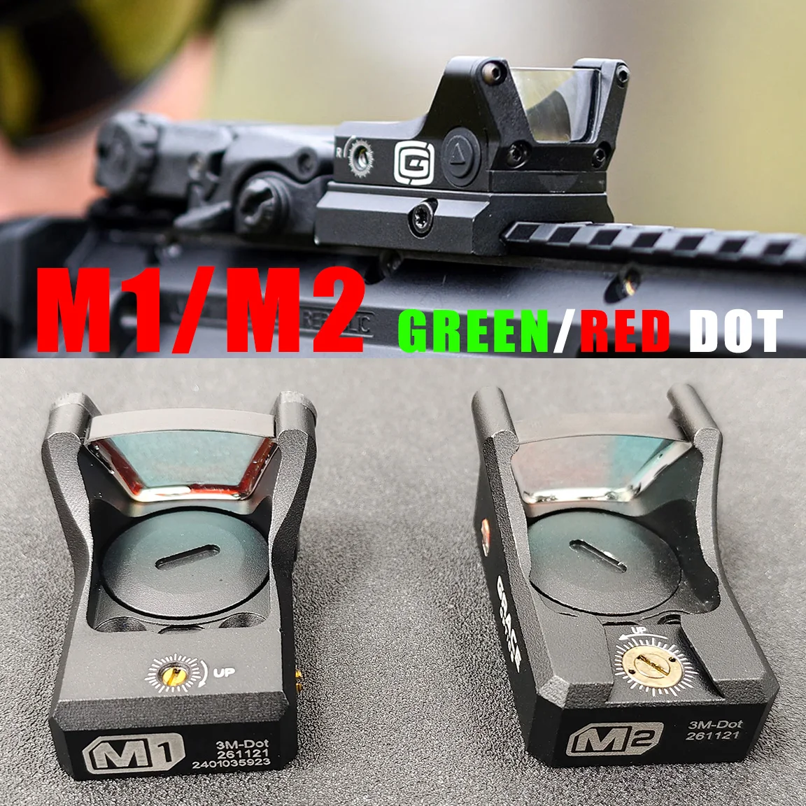 GRACE M1 M2 punto rojo/verde mira táctica Airsoft caza alcance óptico ajustable reflejo pistola vista 3MOA punto rojo verde mira
