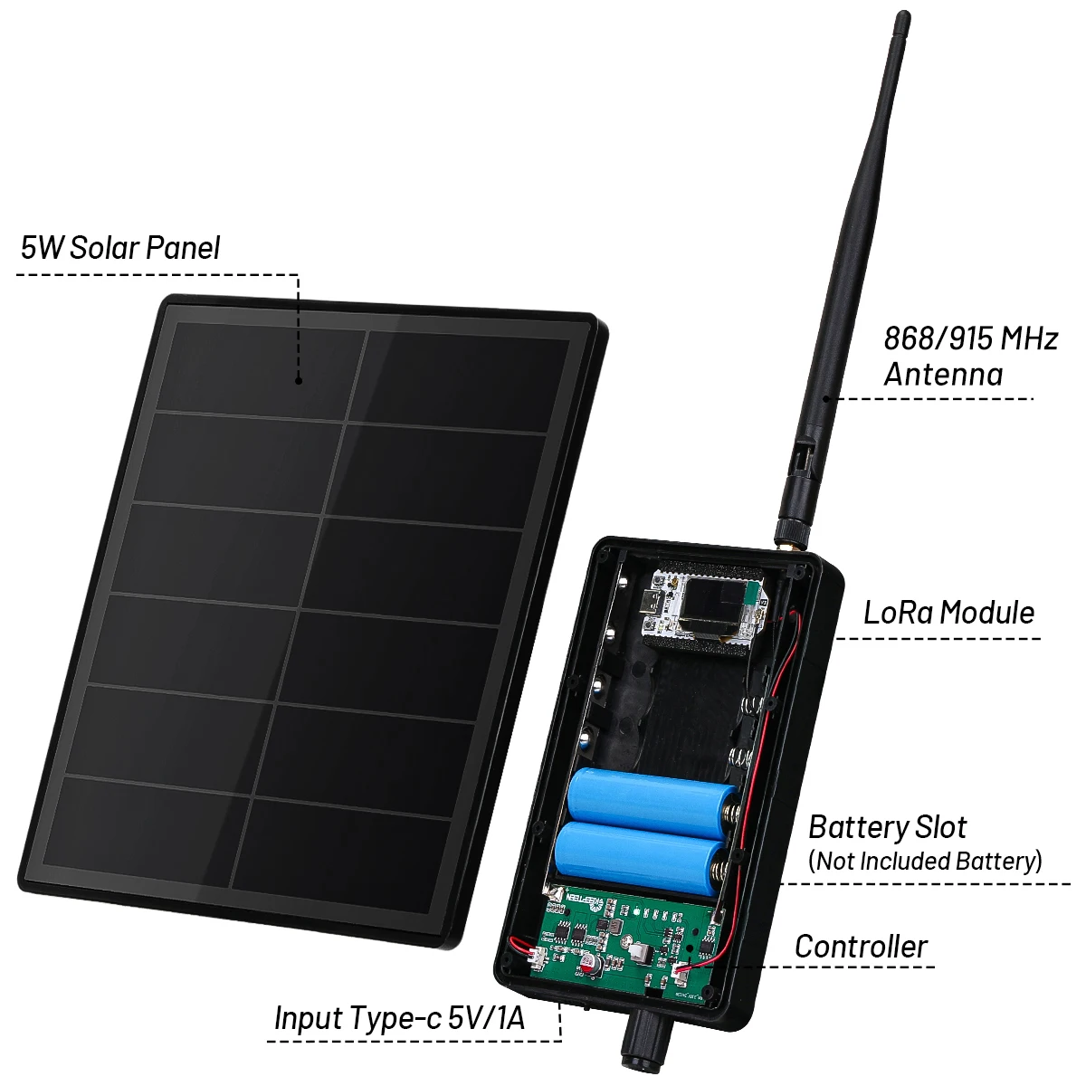 Nodo Solar D5 ESP32 SX1262 para Meshtastic – Panel 5V batería 3.7V - imagen 3