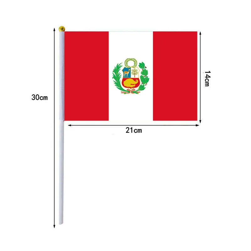 Banderas agitadoras de mano de Perú, 14x21cm, 10 unidades por lote, venta al por mayor
