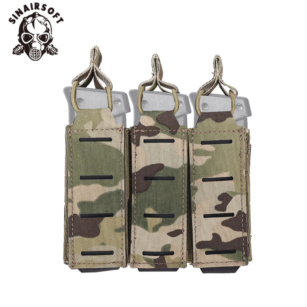 SINAIRSOFT-bolsa táctica para caza LSR, 9mm, Triple portador Mag, Molle, corte láser - imagen 2