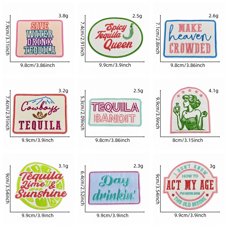 10 unids/lote de parches bordados con logotipo de letras/lema para chaquetas, sombreros, parche de letras de dibujos animados DIY, parches para planchar para insignias de ropa - imagen 3