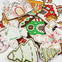 Parches navideños bordados para planchar - dibujos animados para ropa