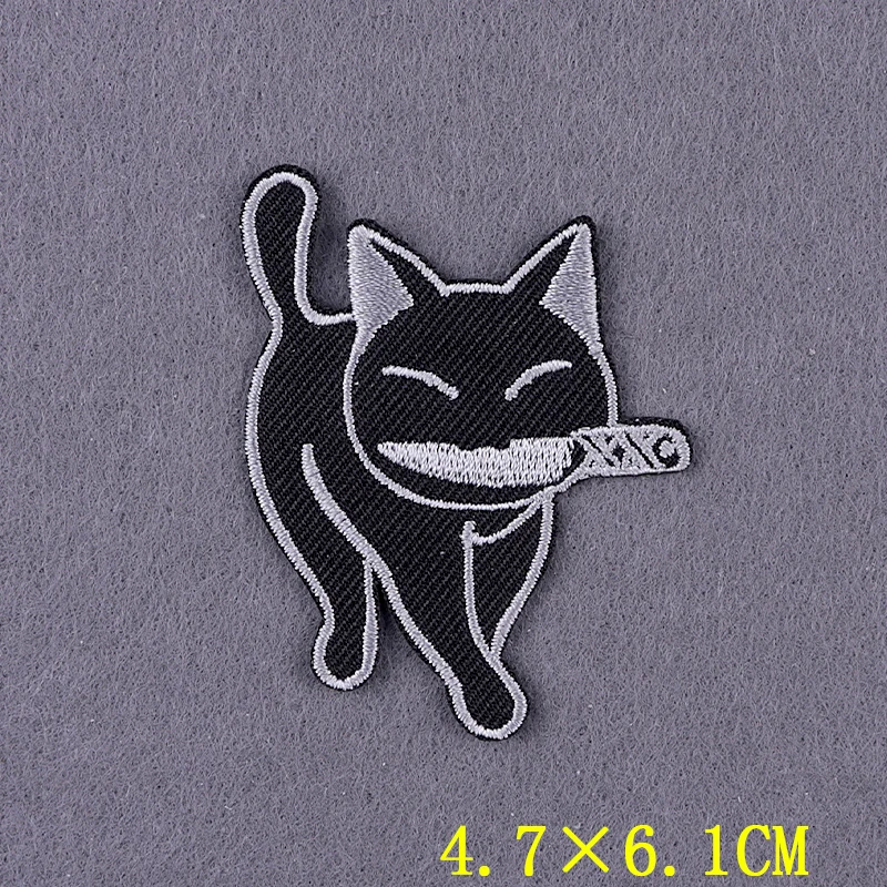 Parches de gato asesino en la ropa, ropa de animales divertidos, parches termoadhesivos para ropa, pegatinas, parche Hippie, insignias en mochila - imagen 4
