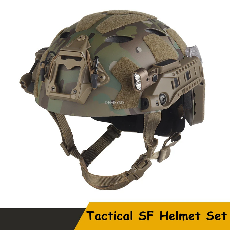 Casco táctico airsoft modular con luz de señal y batería integrada