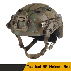Casco táctico airsoft modular con luz de señal y batería integrada