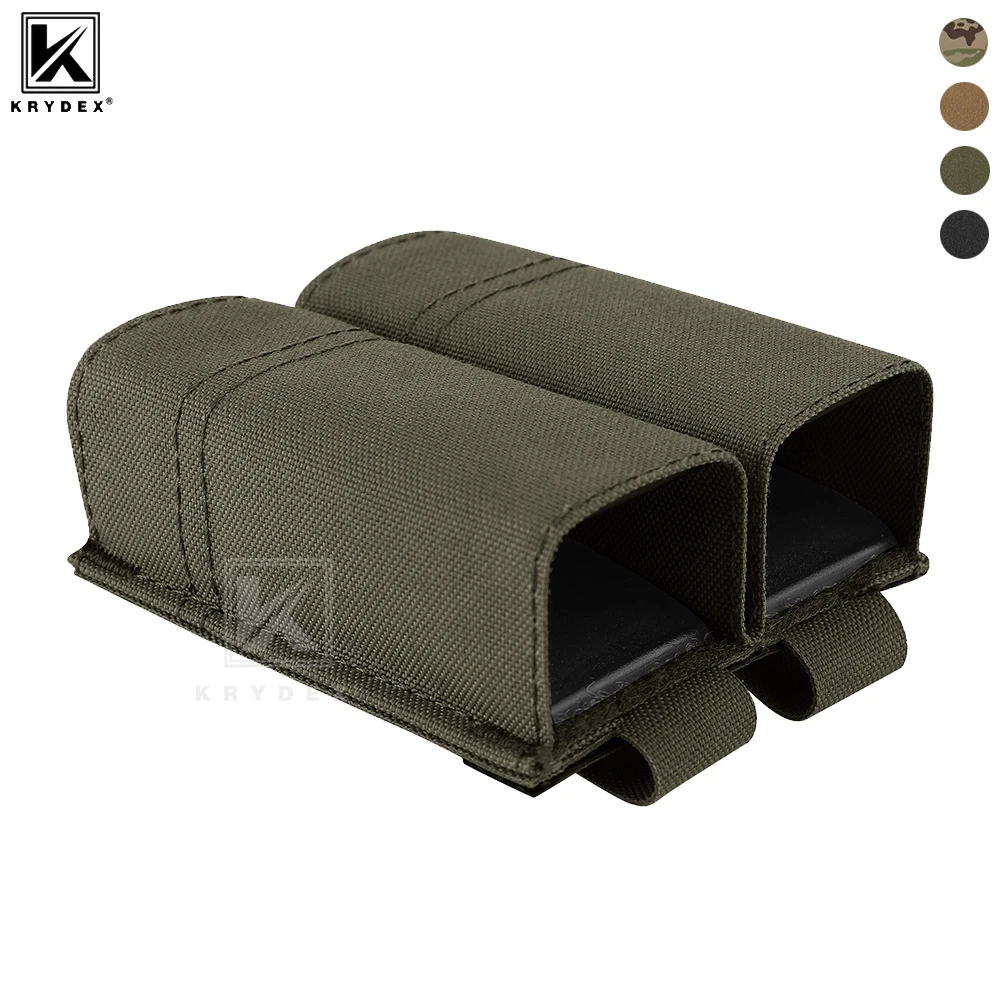 KRYDEX-bolsa táctica doble para revistas Molle, 9mm, 40, 45 Mag, funda, inserto de liberación rápida, accesorios de tiro para pistola de caza