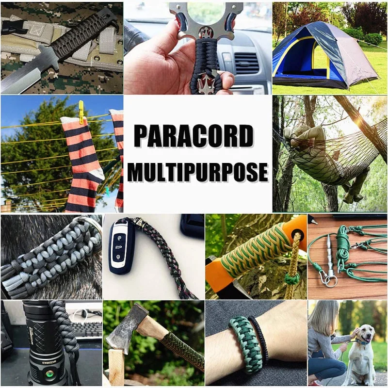 Cuerda de paracaídas militar 100 de 7 hebras y 4mm, accesorios de acampada, equipo de supervivencia al aire libre, pulsera artesanal, 30/550 m - imagen 4