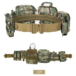 Yakeda Cinturón Táctico MOLLE 8 Bolsas Negro Outdoor Combat