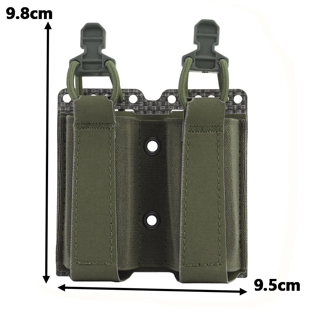 Bolsa doble de 9mm para cargador de pistola, soporte Molle Mag de tapa abierta, cuerda elástica de retención, equipo de caza para Airsoft al aire libre - imagen 2