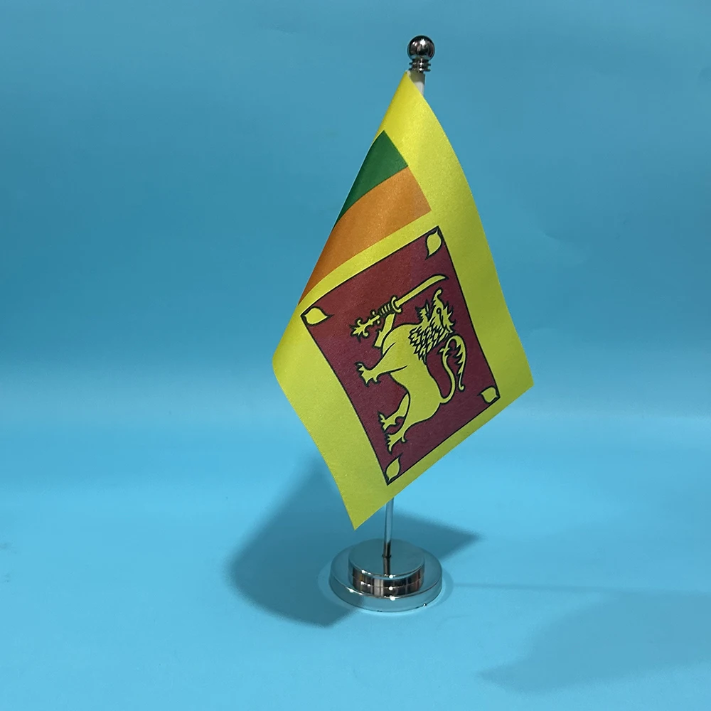 BANDERA DE SKY, bandera de escritorio de oficina, bandera de Sri Lanka, 14x21cm, adornos de escritorio de poliéster, bandera, banderas nacionales de Sri Lanka para decoración de mesa - imagen 4