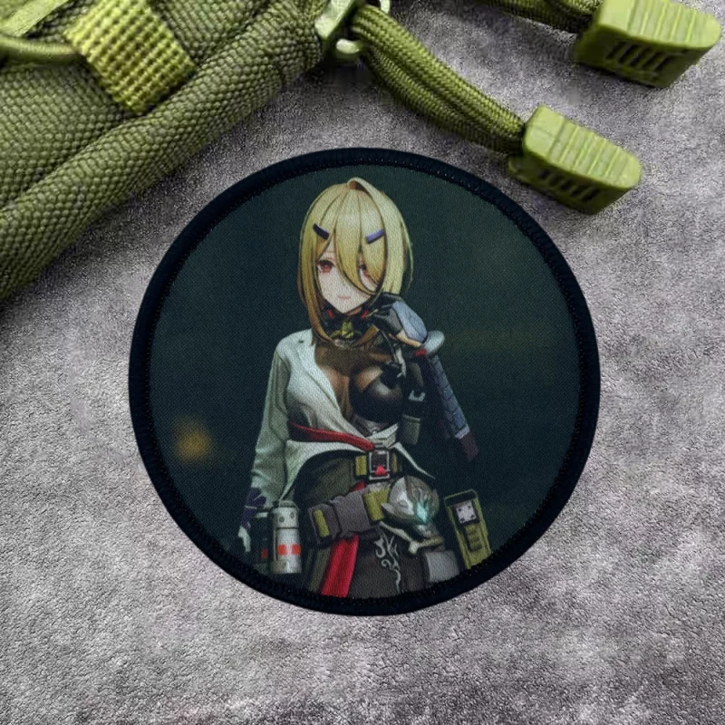 Cinturón táctico con gancho y bucle de moral militar, insignia de animación bidimensional, parches de tela de primera línea para niñas, pegatinas para mochila - imagen 5